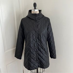 Eileen Fisher Size S Quilted Recycled Polyester Coat | Lightweight Black Puffer